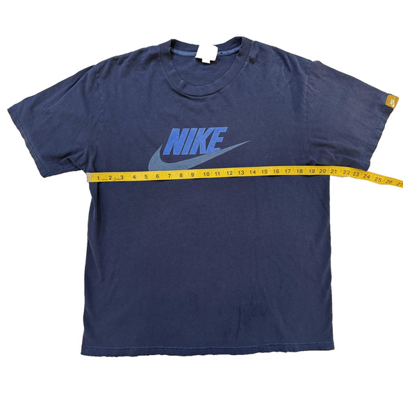 Nike Shirt Mens Large Blue Swoosh Logo Crewneck Tee Cotton Y2K 2010 Gold Tag - Picture 5 of 8